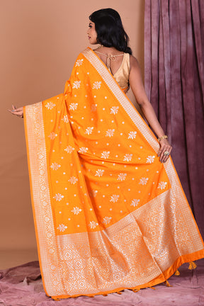 Mustard Blended Katan Saree with Golden Zari - Keya Seth Exclusive