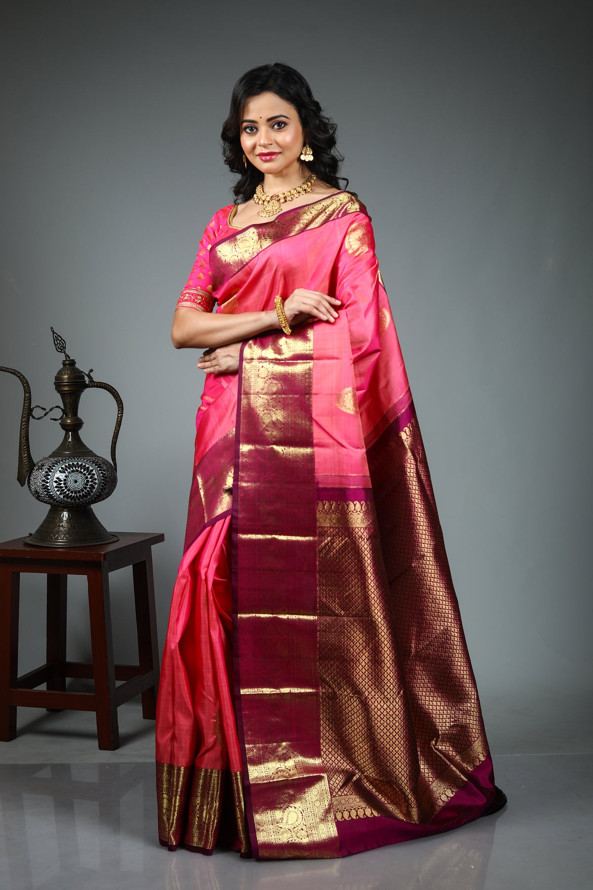Pink Pure Kanjivaram Silk Saree