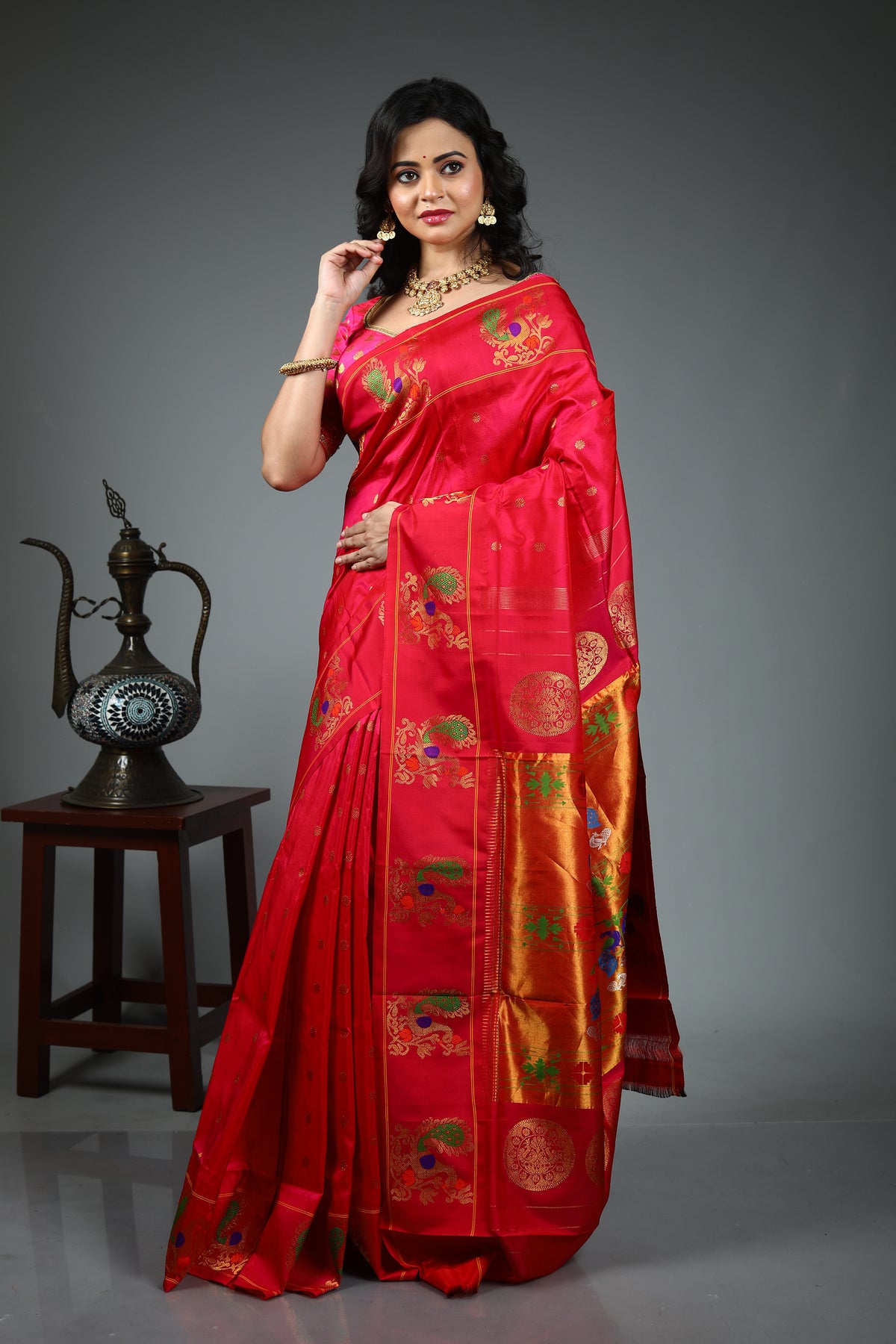 Pink Pure Katan Silk Saree