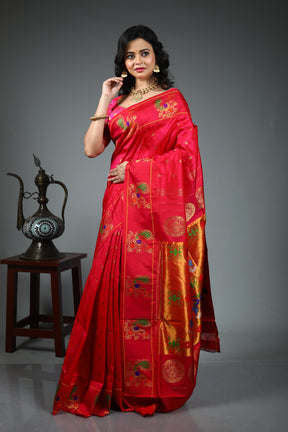 Pink Pure Katan Silk Saree