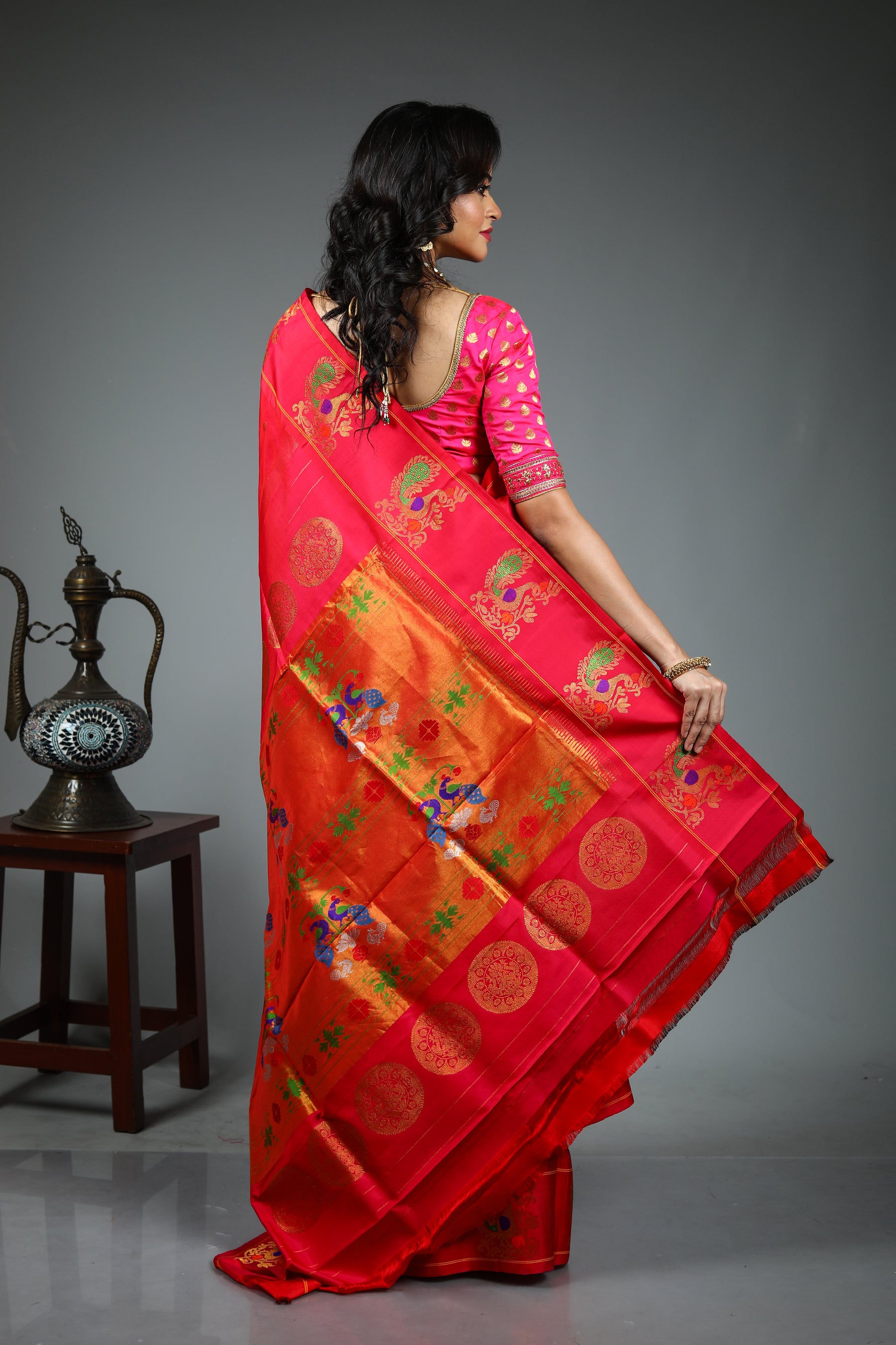 Pink Pure Katan Silk Saree