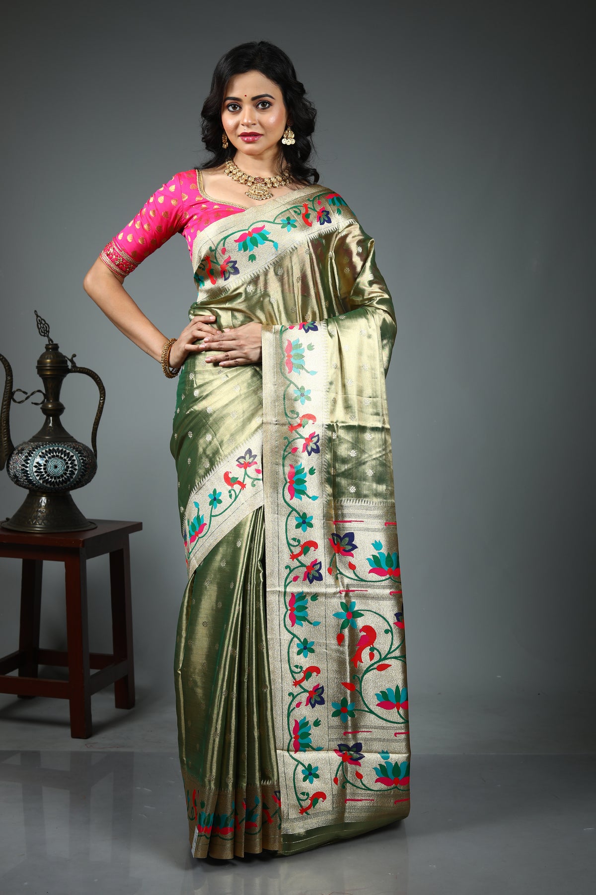 Green Blended Tissue Saree
