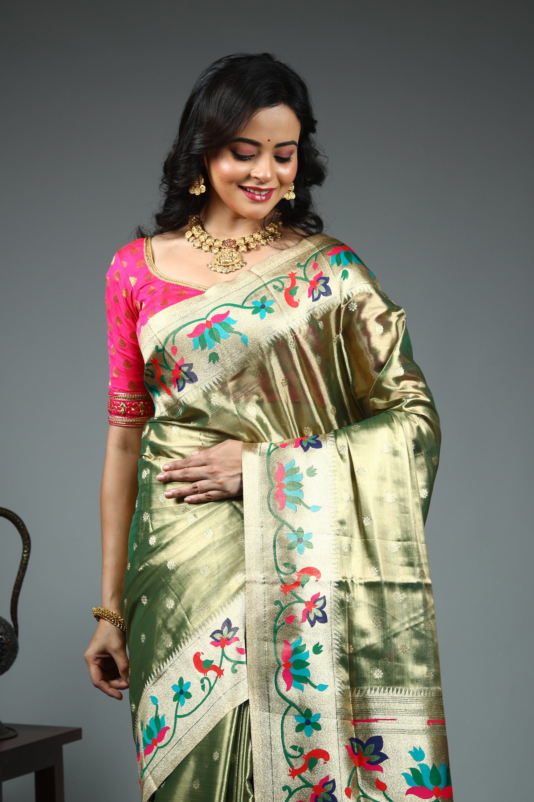 Green Blended Tissue Saree