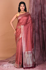 Load image into Gallery viewer, Peach Blended Silk Saree with Zari Work - Keya Seth Exclusive
