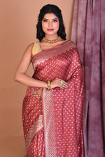 Load image into Gallery viewer, Peach Blended Silk Saree with Zari Work - Keya Seth Exclusive
