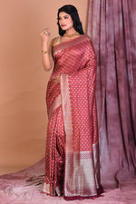 Load image into Gallery viewer, Peach Blended Silk Saree with Zari Work - Keya Seth Exclusive
