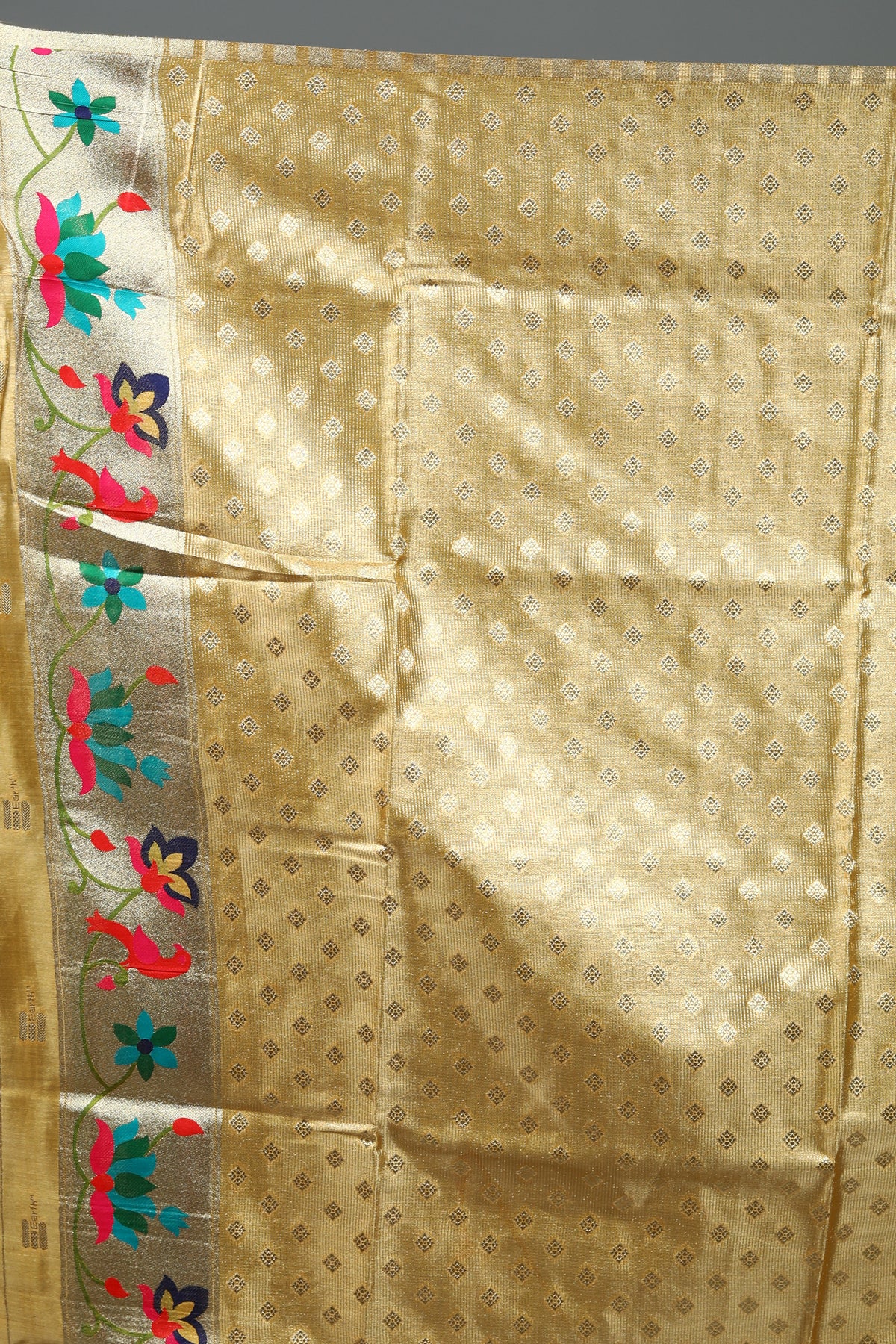 Golden Blended Tissue Saree