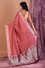 Load image into Gallery viewer, Peach Blended Silk Saree with Zari Work - Keya Seth Exclusive
