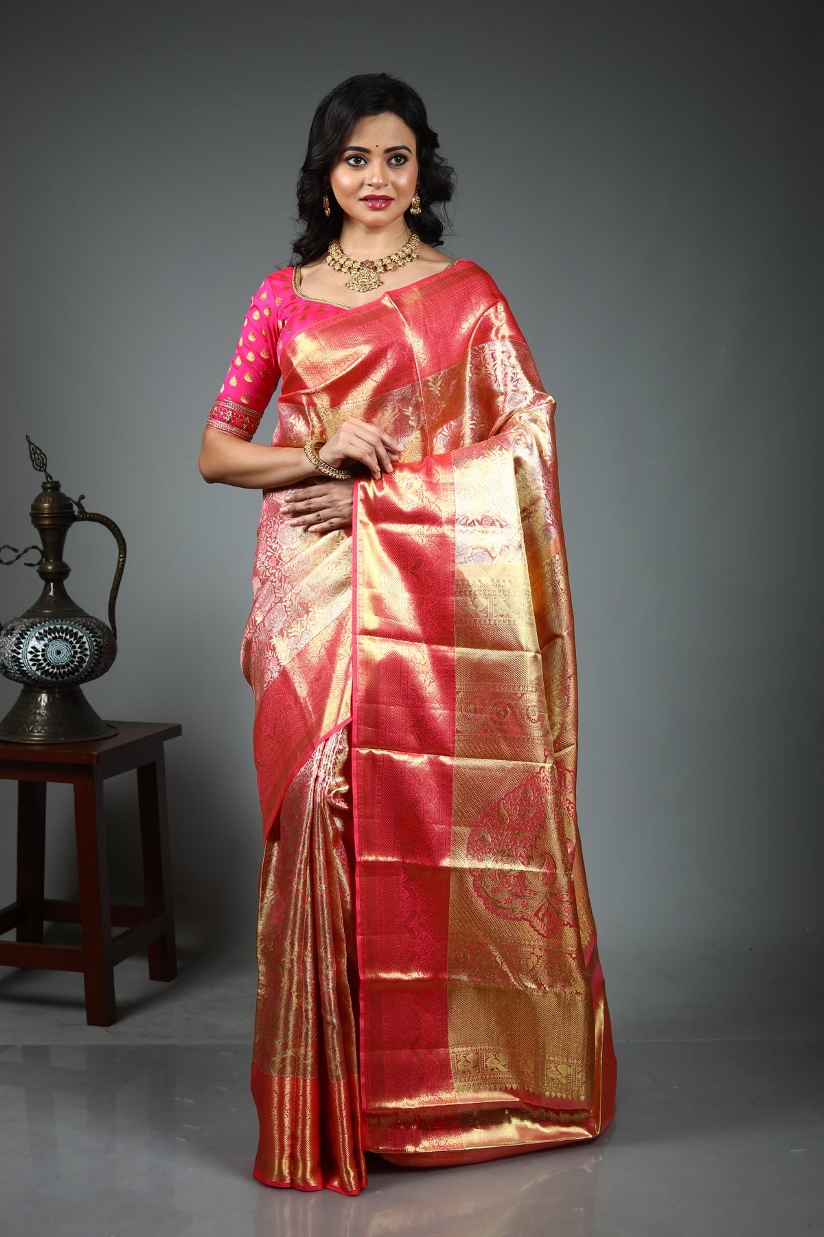 Golden Pure Kanjivaram Silk Saree