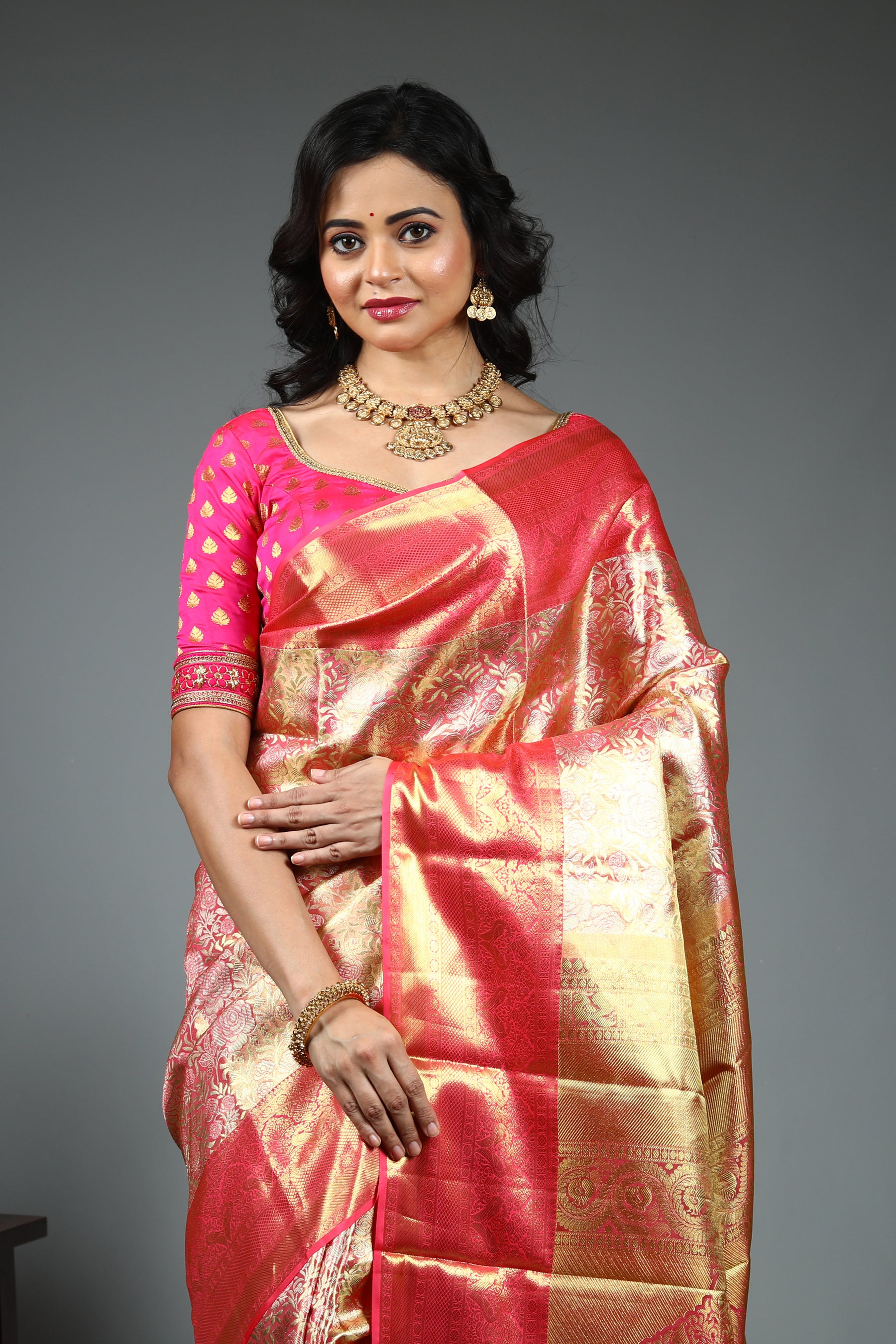 Golden Pure Kanjivaram Silk Saree