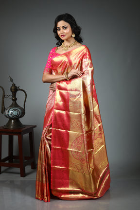 Golden Pure Kanjivaram Silk Saree