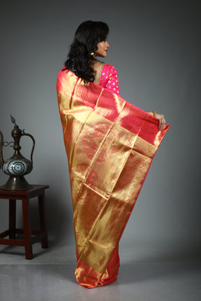 Golden Pure Kanjivaram Silk Saree