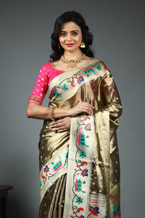 Golden Blended Tissue Saree
