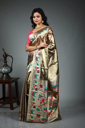 Golden Blended Tissue Saree