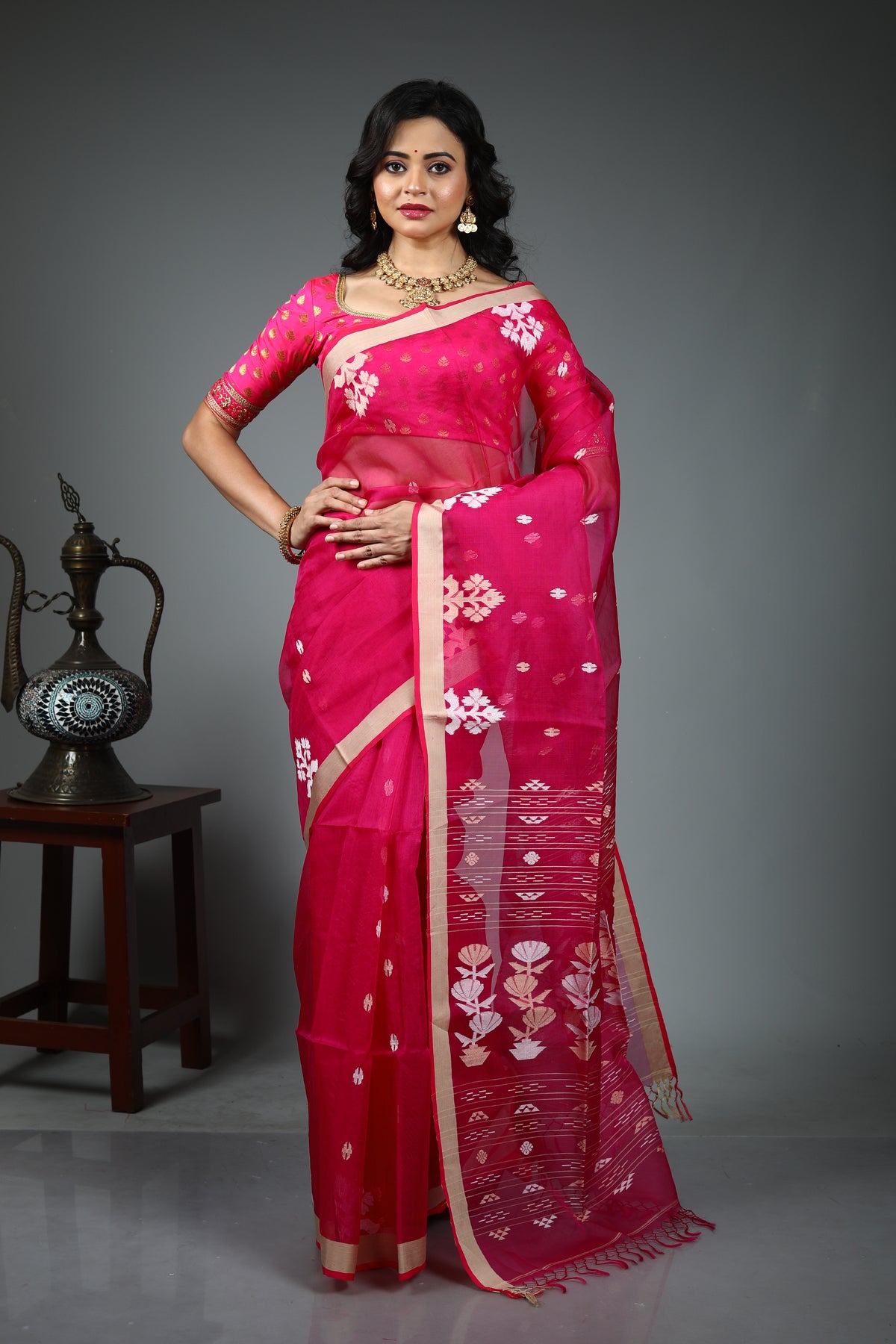 Pink Pure Matka Saree
