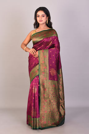 Magenta Blended Katan Silk Saree - Keya Seth Exclusive