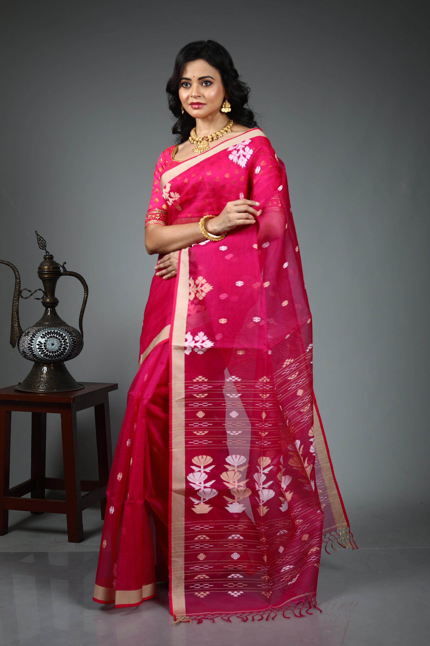 Pink Pure Matka Saree