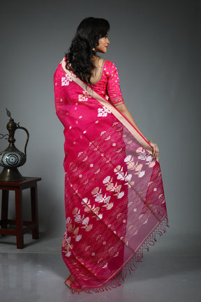 Pink Pure Matka Saree