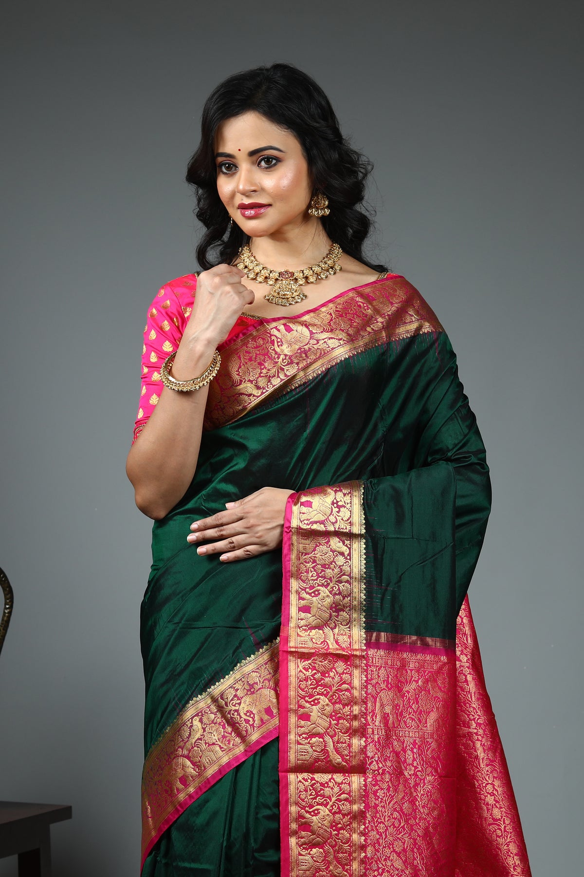 Dark Green Pure Kanjivaram Saree