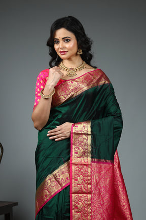 Dark Green Pure Kanjivaram Saree