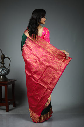 Dark Green Pure Kanjivaram Saree