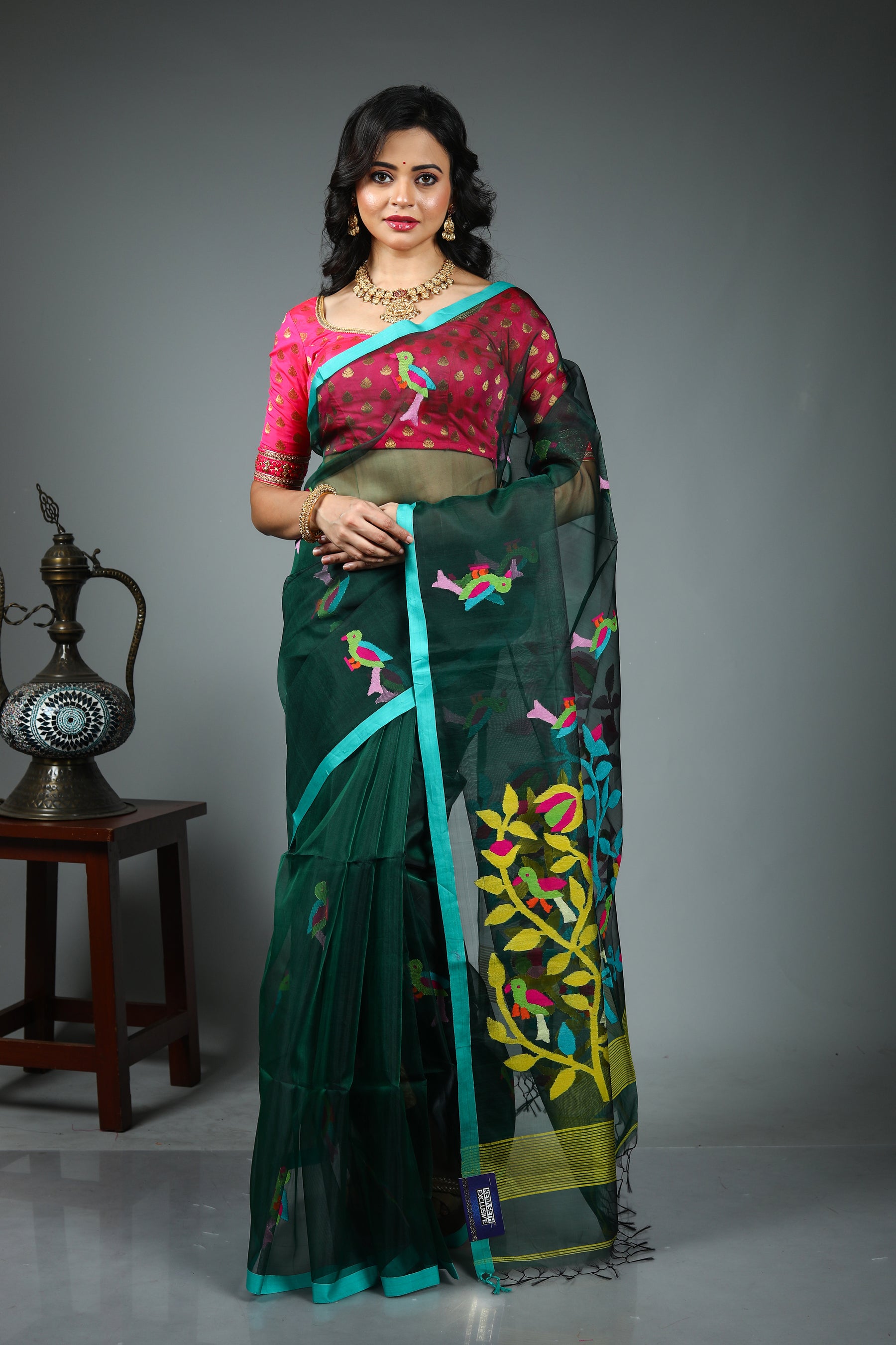 Green Muslin Saree