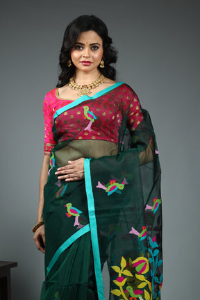 Green Muslin Saree