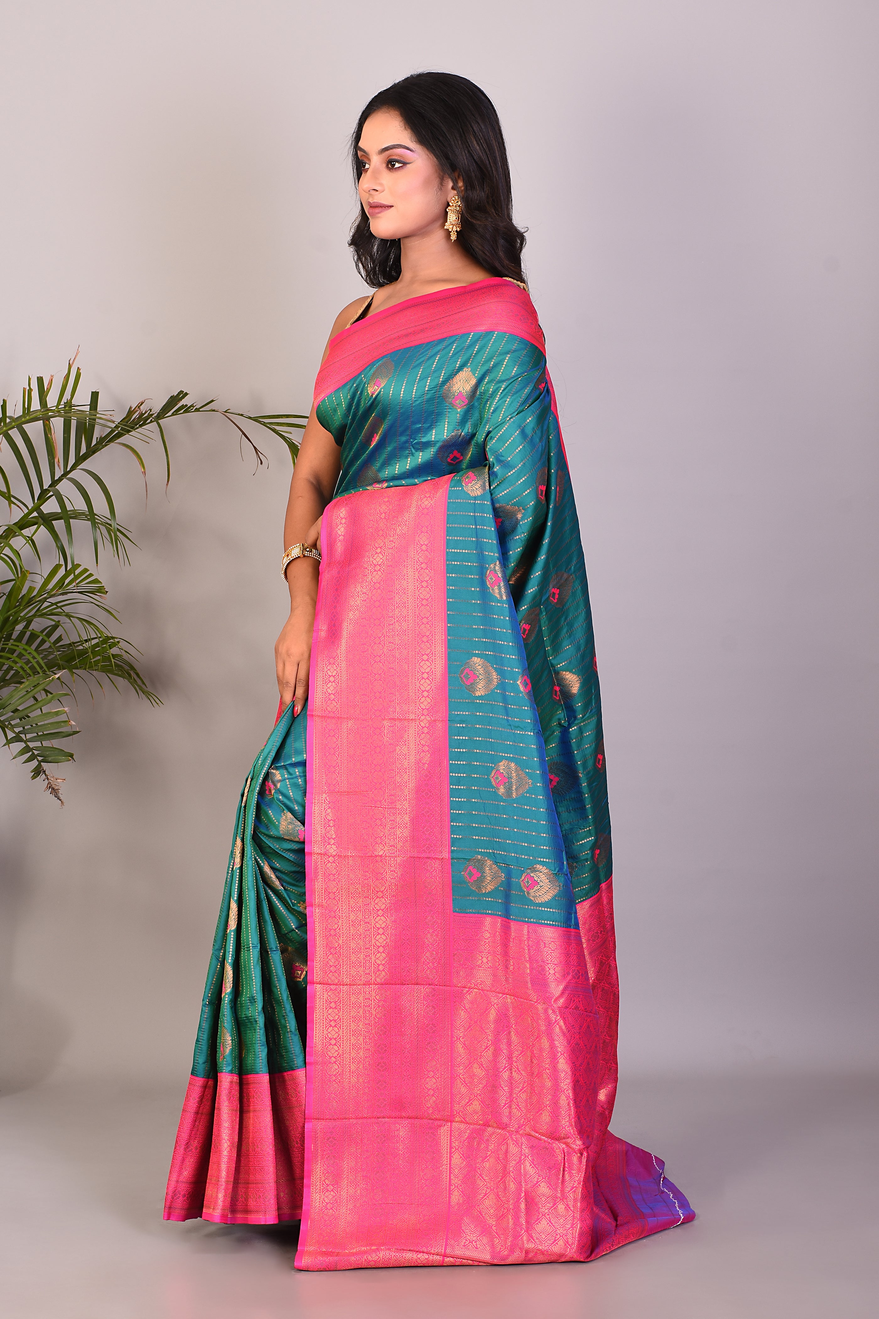Rama Green Blended Katan Silk Saree - Keya Seth Exclusive