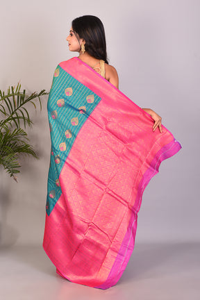 Rama Green Blended Katan Silk Saree - Keya Seth Exclusive