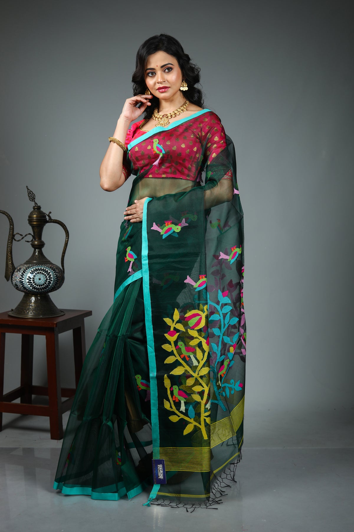 Green Muslin Saree