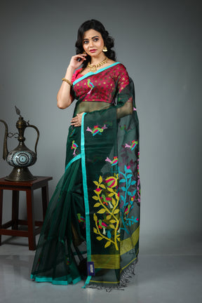 Green Muslin Saree