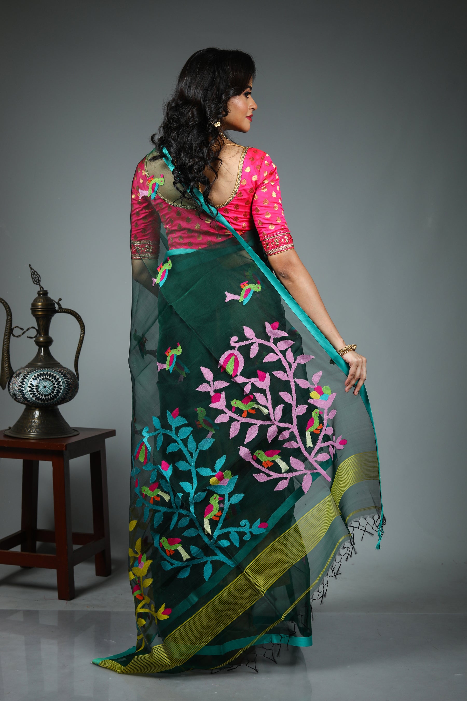 Green Muslin Saree