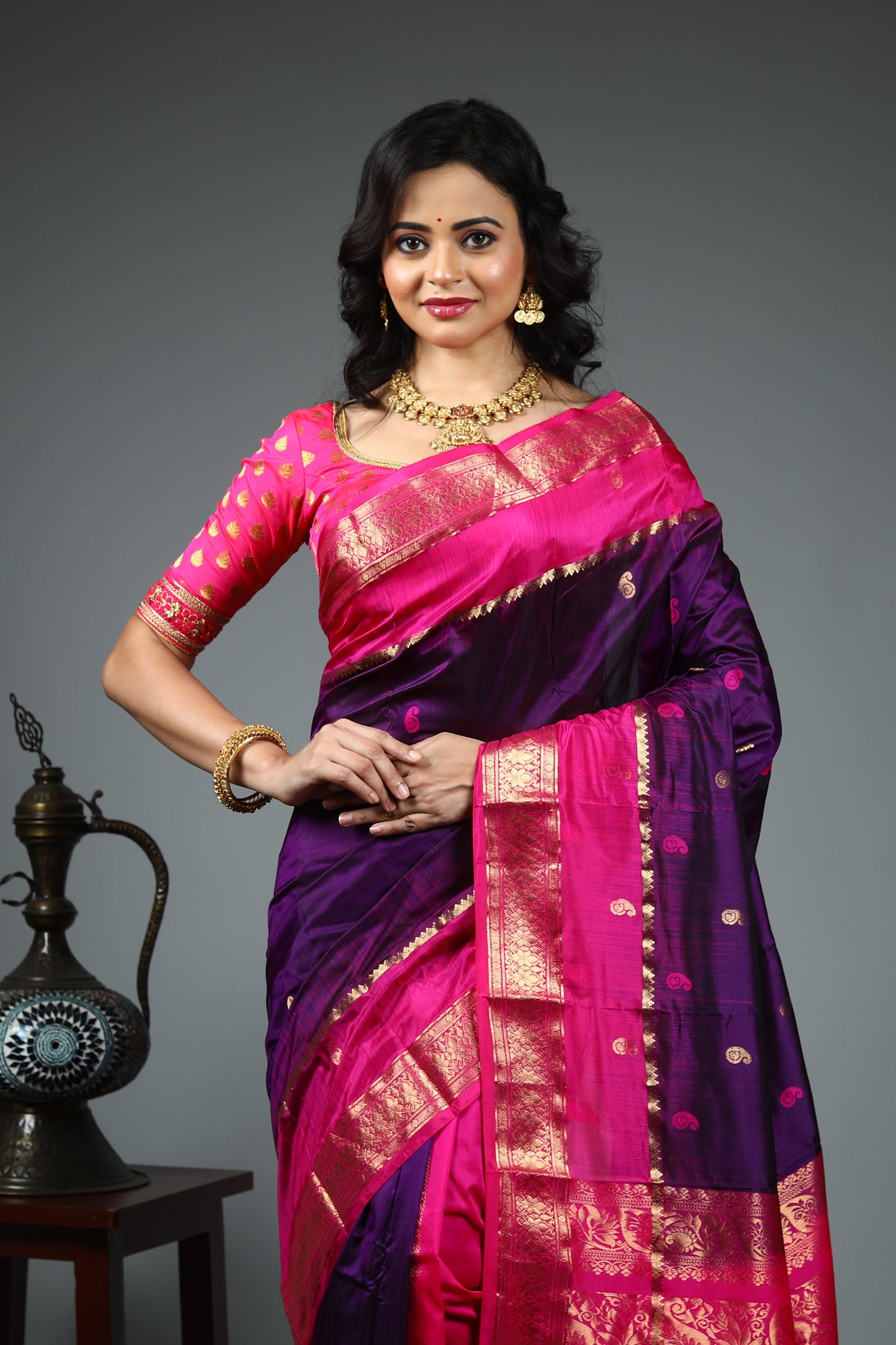 Purple Pure Kanjivaram Silk Saree
