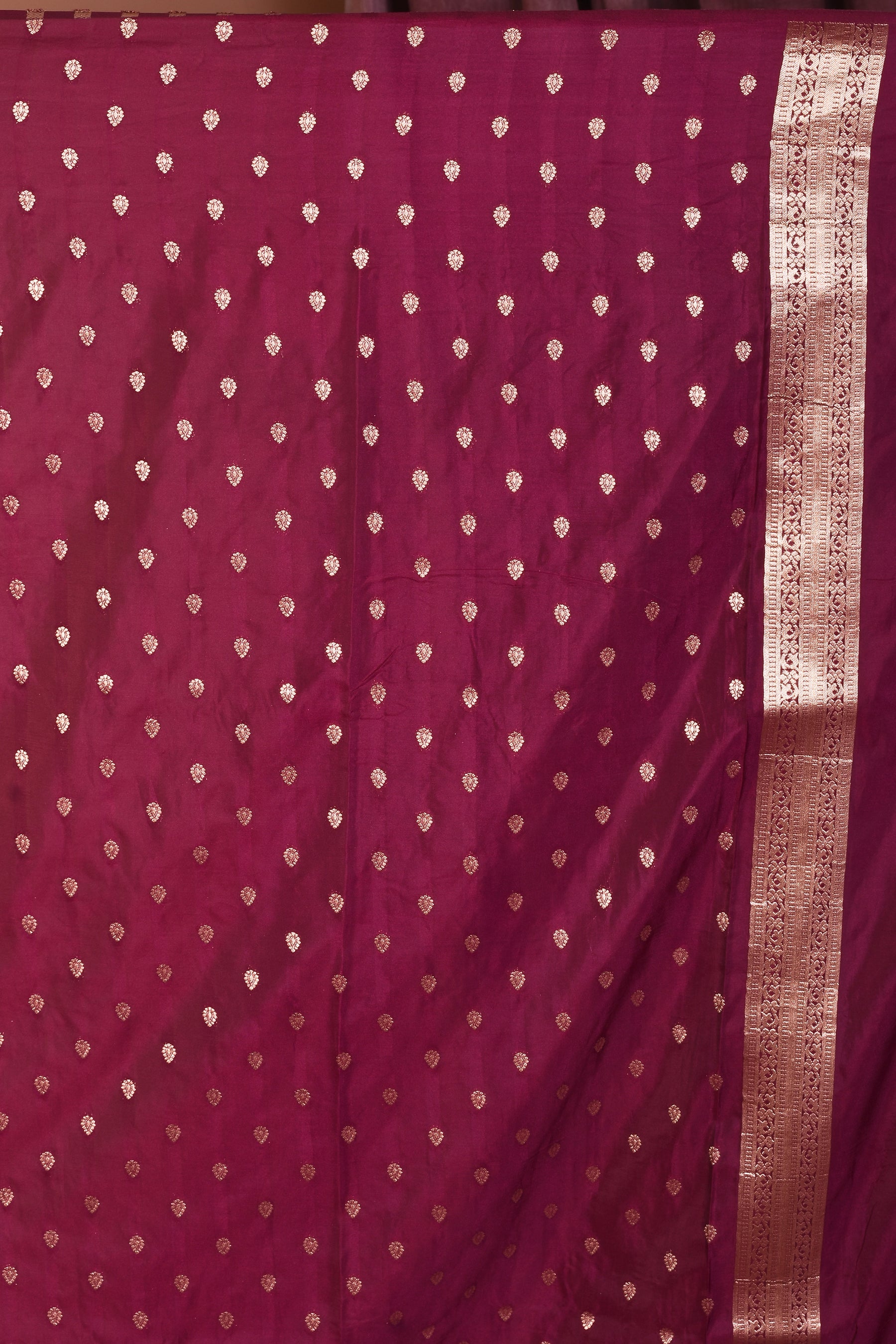 Wine Blended Organza Saree with Golden Zari - Keya Seth Exclusive