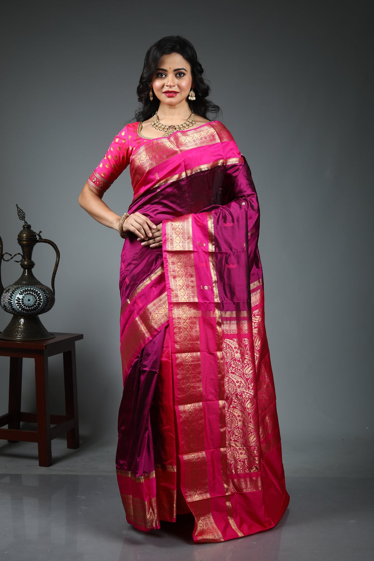 Purple Pure Kanjivaram Silk Saree
