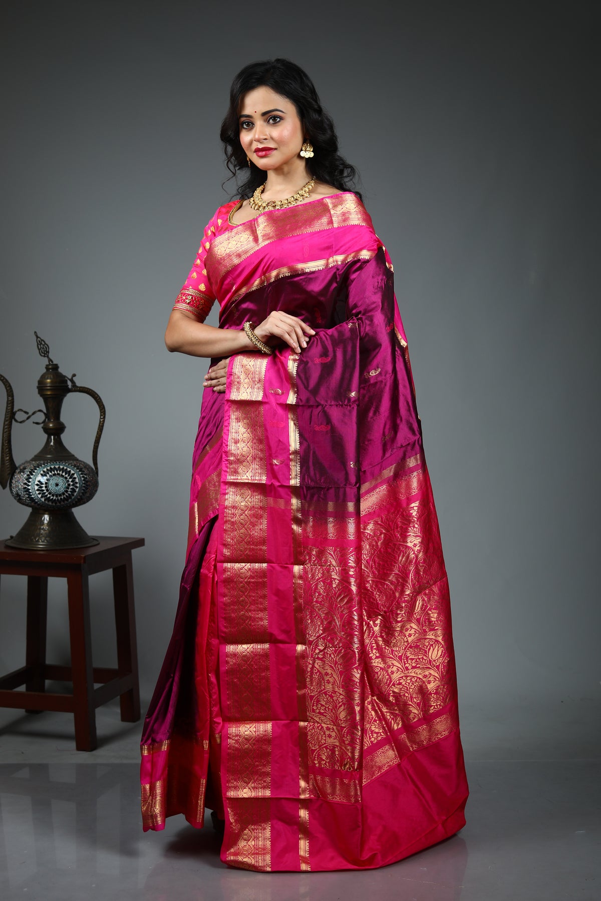 Purple Pure Kanjivaram Silk Saree