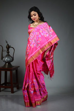 Pink Pure Kalashetra Silk Saree