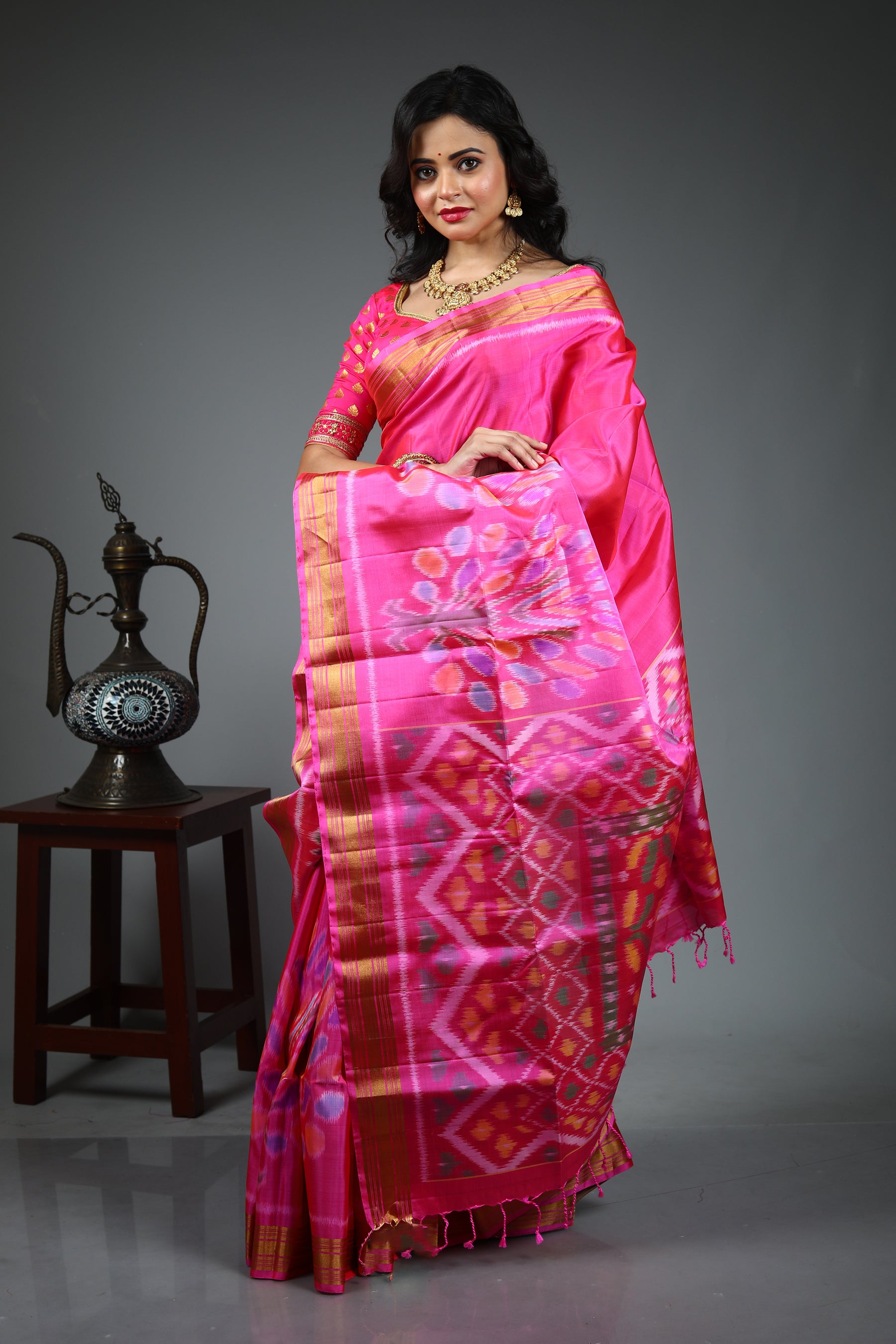 Pink Pure Kalashetra Silk Saree