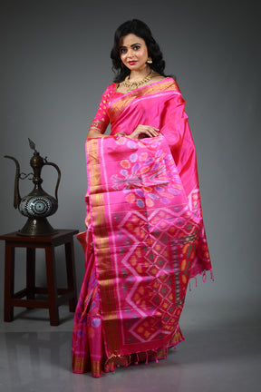 Pink Pure Kalashetra Silk Saree