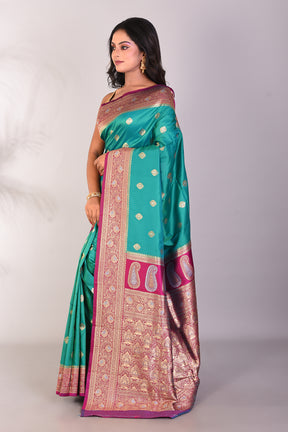 Sea Green Blended Katan Silk Saree - Keya Seth Exclusive
