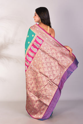 Sea Green Blended Katan Silk Saree - Keya Seth Exclusive