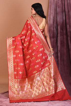 Maroon Blended Katan Saree with Zari Work - Keya Seth Exclusive