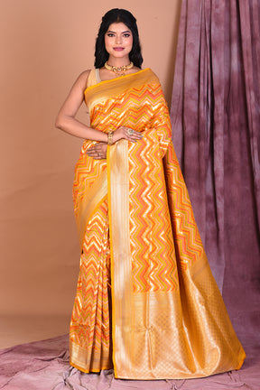 Yellow Blended Katan Saree with Zari Work - Keya Seth Exclusive