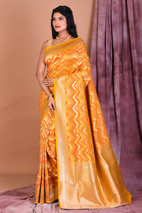 Yellow Blended Katan Saree with Zari Work - Keya Seth Exclusive