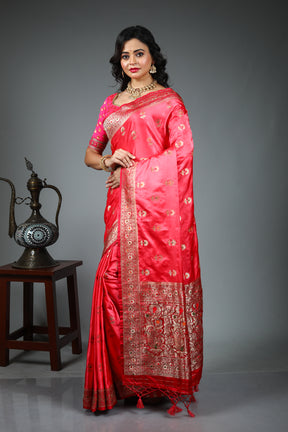 Pink Blended Dola Silk Saree
