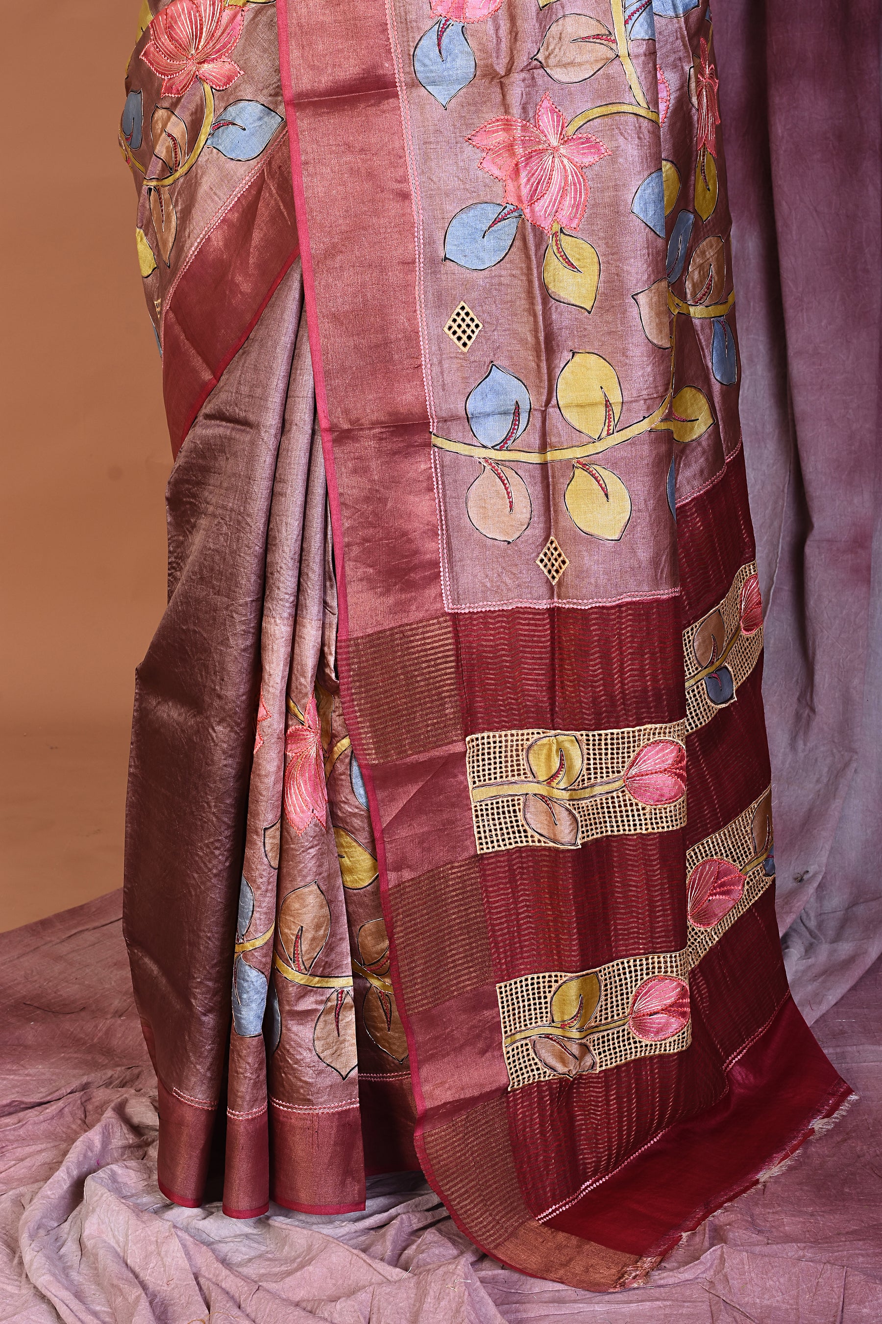 Brown Pure Tussar Saree - Keya Seth Exclusive