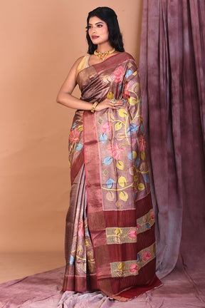 Brown Pure Tussar Saree - Keya Seth Exclusive