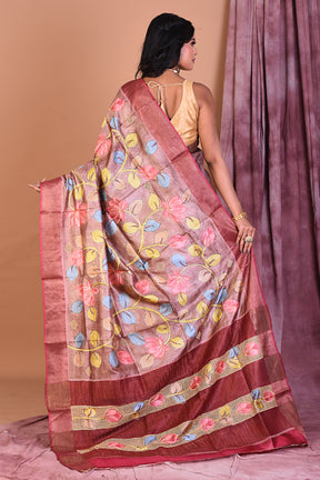 Brown Pure Tussar Saree - Keya Seth Exclusive