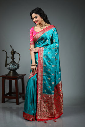 Sea Green Blended Dola Silk Saree