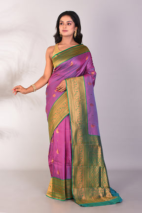 Dual Tone Purple Blended Katan Silk Saree - Keya Seth Exclusive